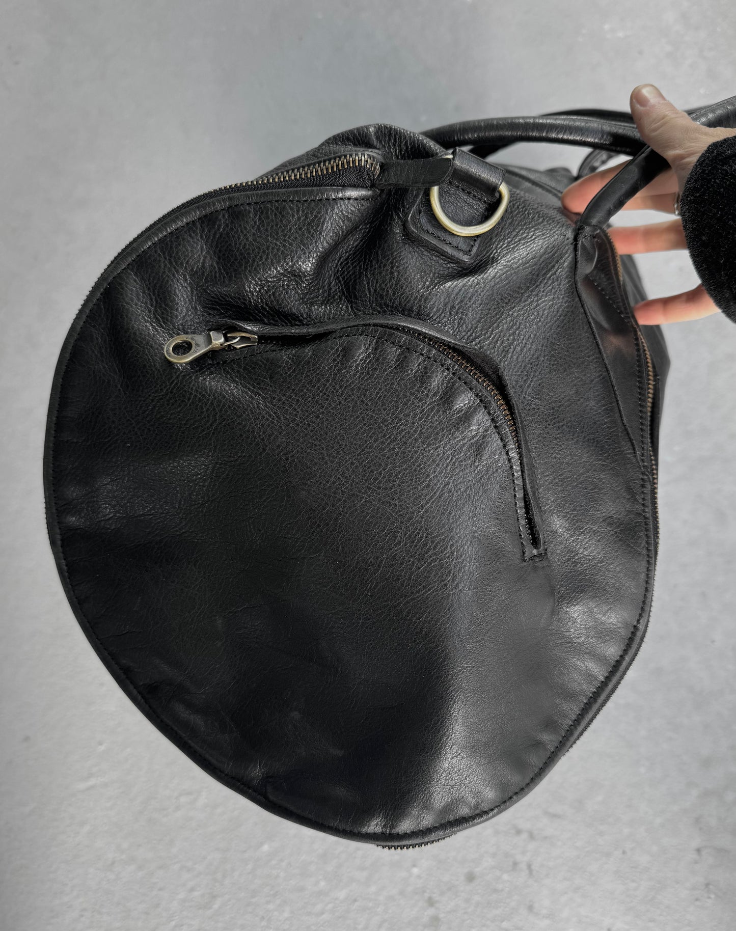 MiharaYasuhiro x Jas M.B SS09 ‘Boston’ Tornado Zip Black Cowhide Leather Duffle Bag