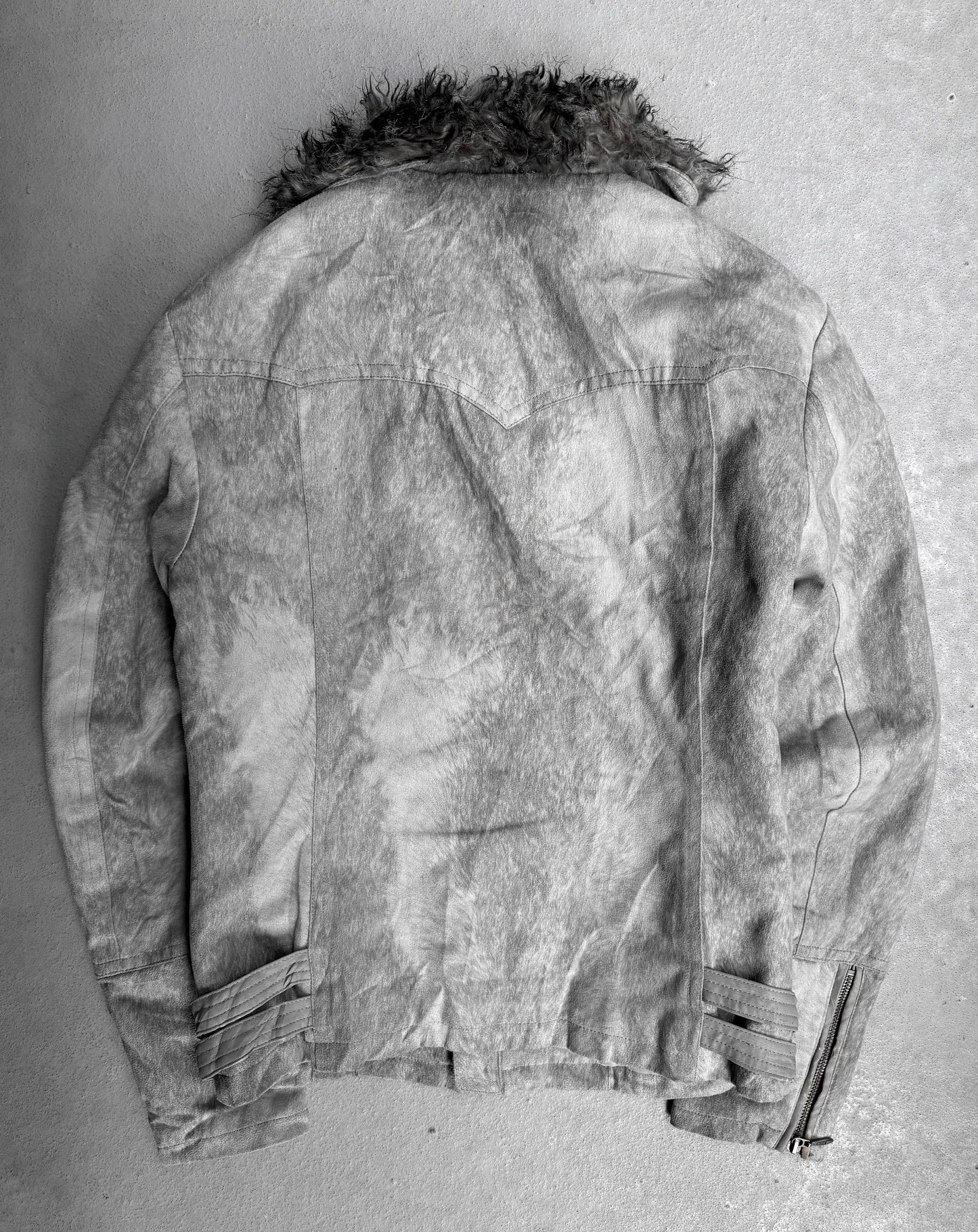 Tornado Mart Early 00s Fur Collar Faux Leather Rider Jacket