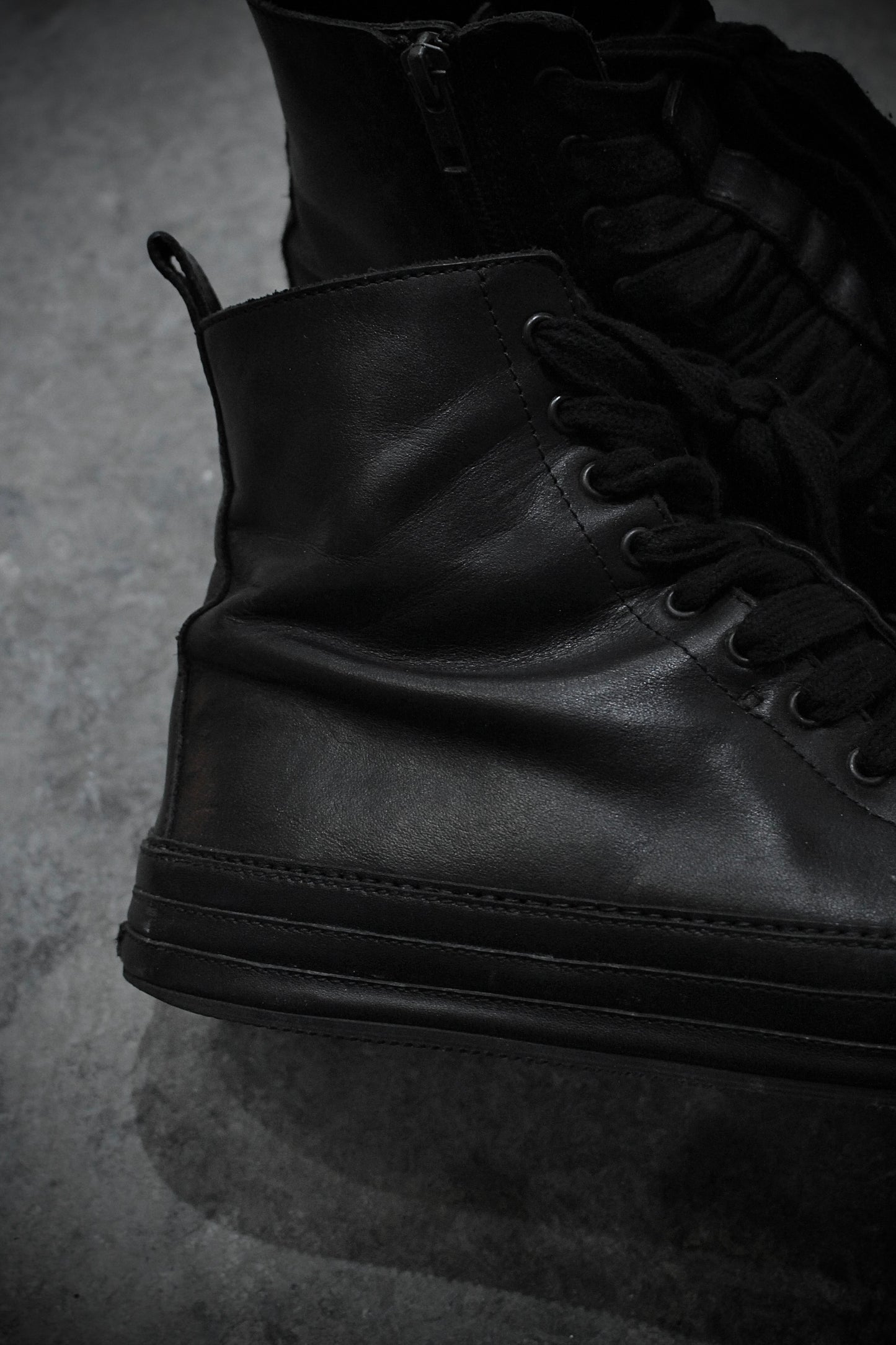 Ann Demeulemeester "Roccia" Black High-top Leather Sneakers
