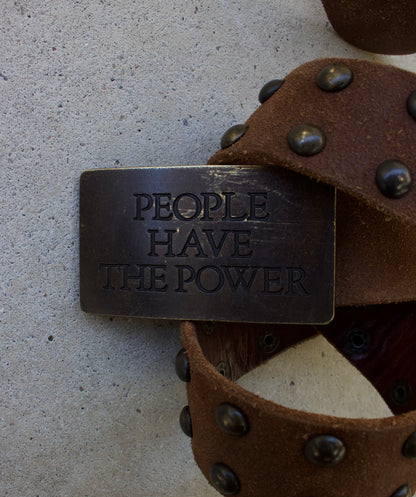Hysteric Glamour 2000s “People Have The Power” Suede Leather Studded Belt