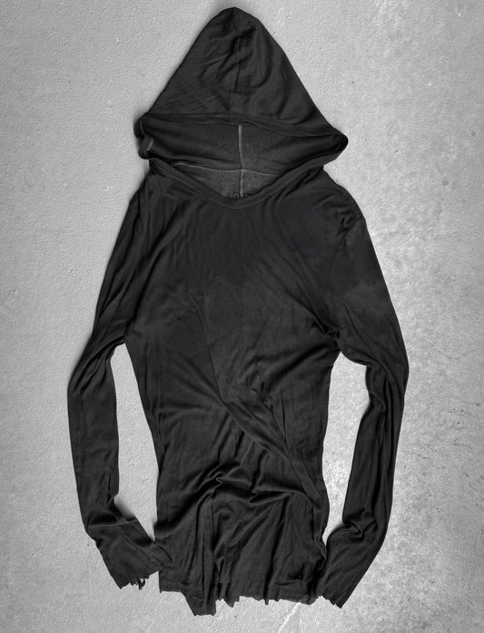 Rick Owens AW22 “STROBE” Dyed Sheer Cotton Hooded Long-sleeves