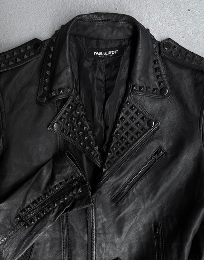 Neil Barrett Early 00s Punk Studded Sheepskin Leather Perfecto Jacket