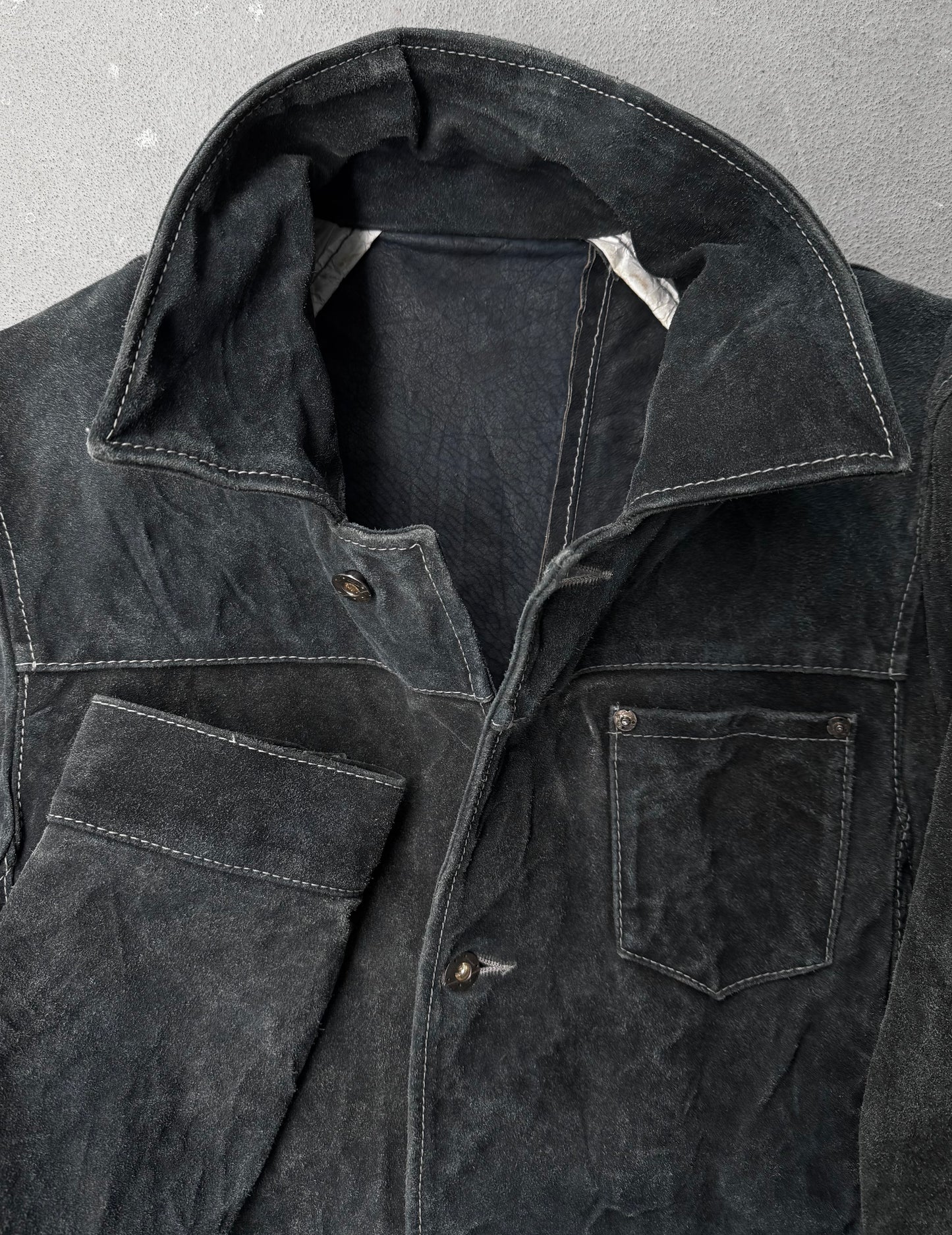 Taichi Murakami AW25 Indigo Hand-Dyed Reverse Calf Leather Work Jacket
