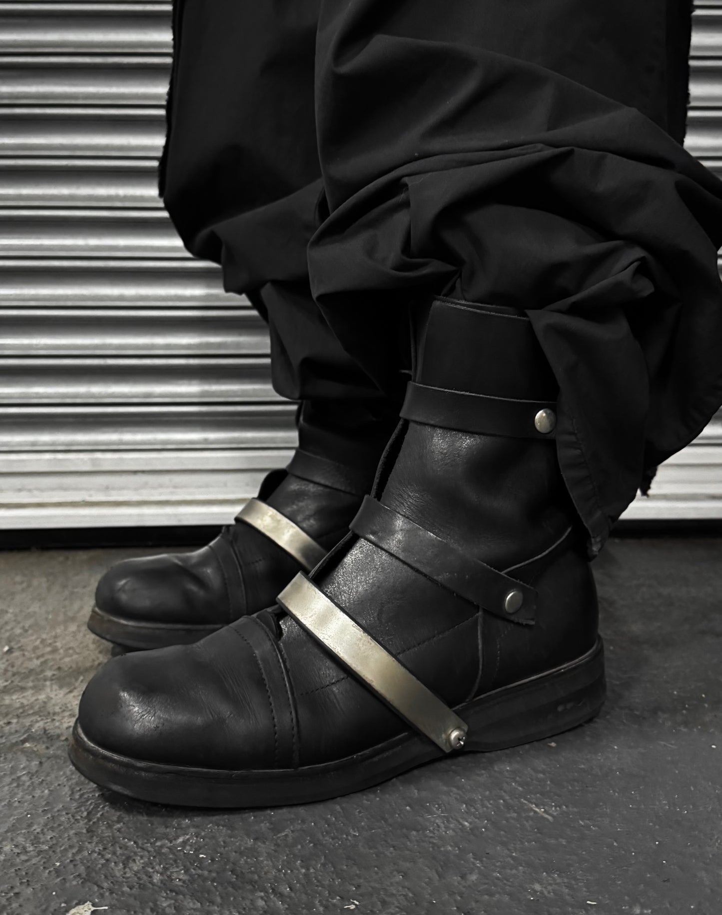 Dirk Bikkembergs SS96 Metal Straps Military Leather Boots