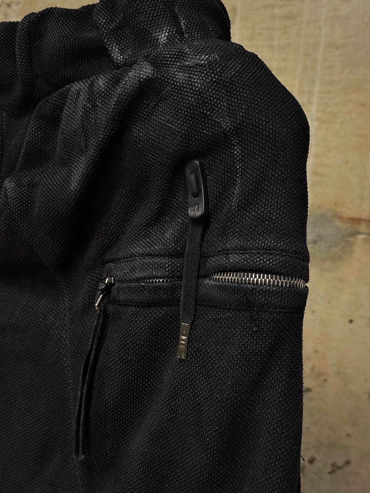Boris Bidjan Saberi SS17 ‘P15-F0503M’ Object-dyed Vinyl Processed Military Drop-crotch Shorts