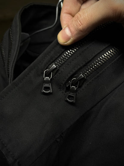 LITHIUM HOMME 2010s Black Cotton Gabardine Field Jacket detail | DRIEW GARMENTS