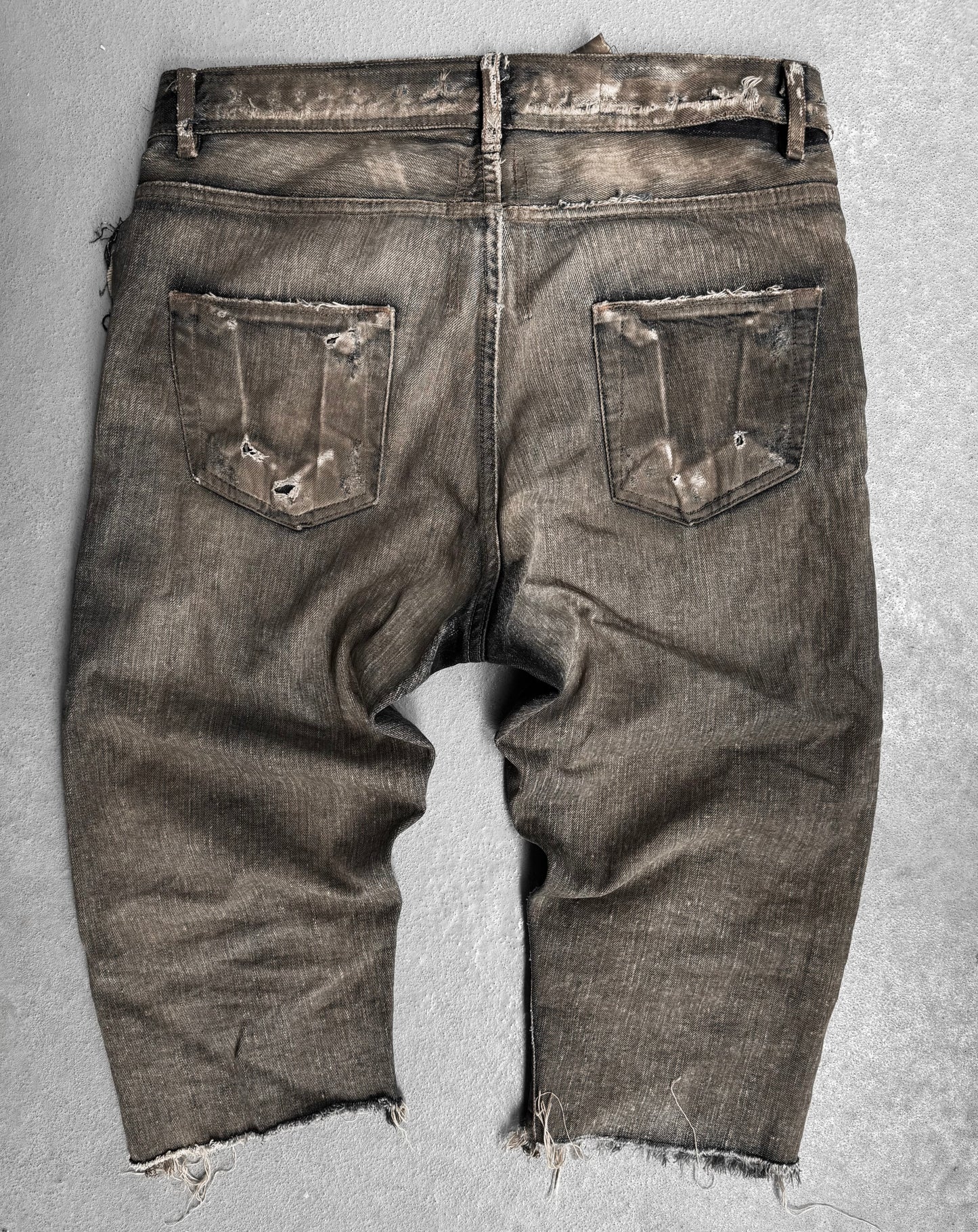 Rick Owens DRKSHDW AW08 “STAG” Dirty Mud-washed Denim Shorts