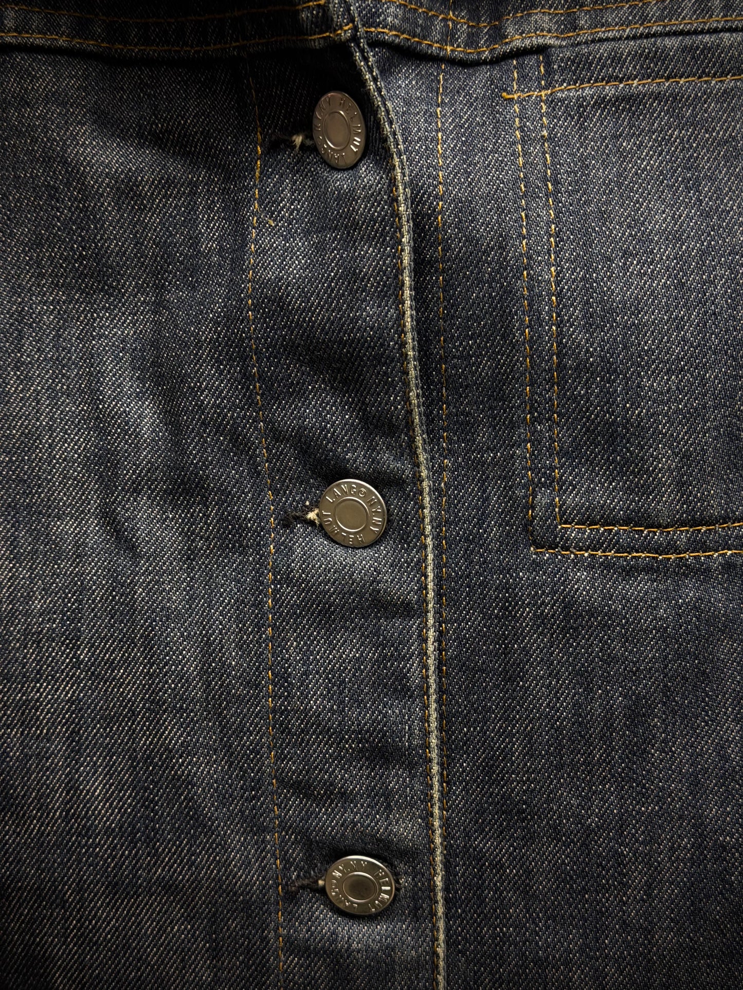 Helmut Lang SS03 Hybrid Lamb Leather Sleeve Raw Denim Jacket