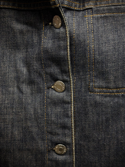 Helmut Lang SS03 Hybrid Lamb Leather Sleeve Raw Denim Jacket