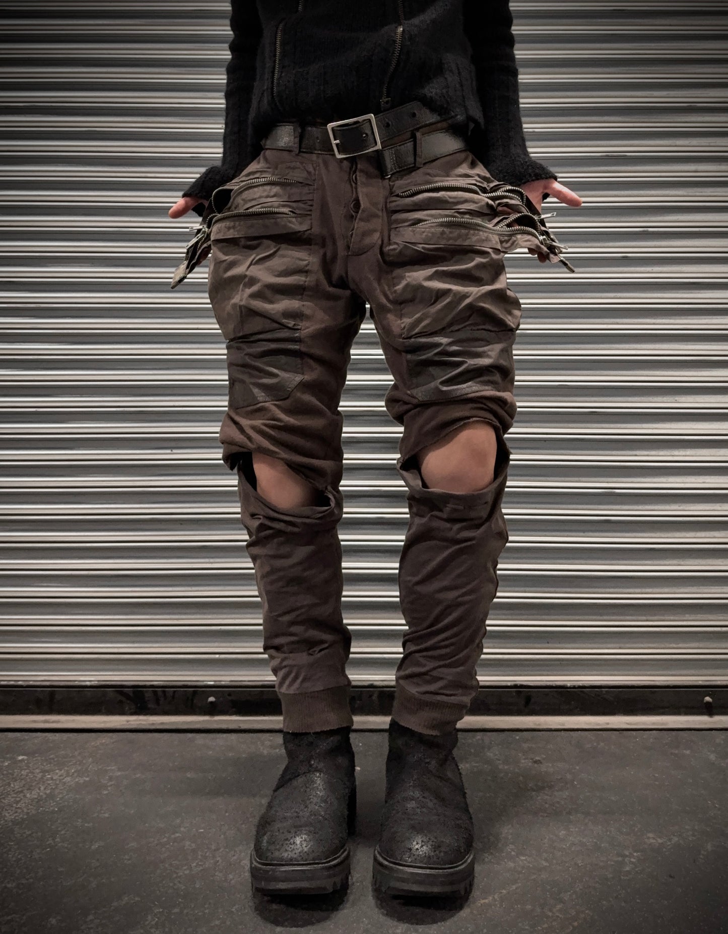 Rick Owens SS04 "CITROEN' Slashed Knee Zipper Cargo Pants