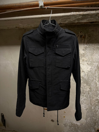 LITHIUM HOMME 2010s Black Cotton Gabardine Field Jacket | Archive Fashion Toronto