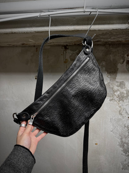 Guidi 'Q100' Black Bark Full-grain Horse Leather Sling Bag | Archive Fashion Toronto