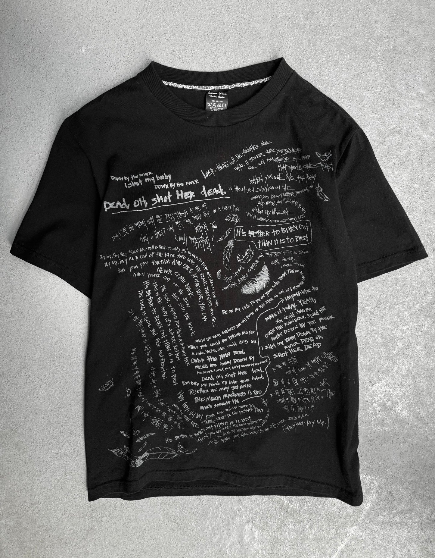 Number (N)ine SS08 “BIRDS” Neil Young Lyrics Graphic T-shirt
