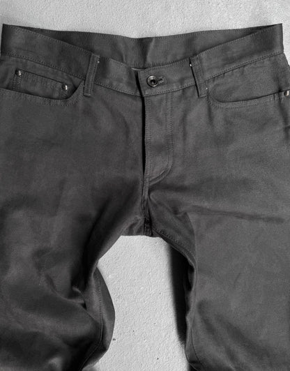 5351 Pour Les Hommes Early 00s Grey Wax Coated Bootcut Flare Pants