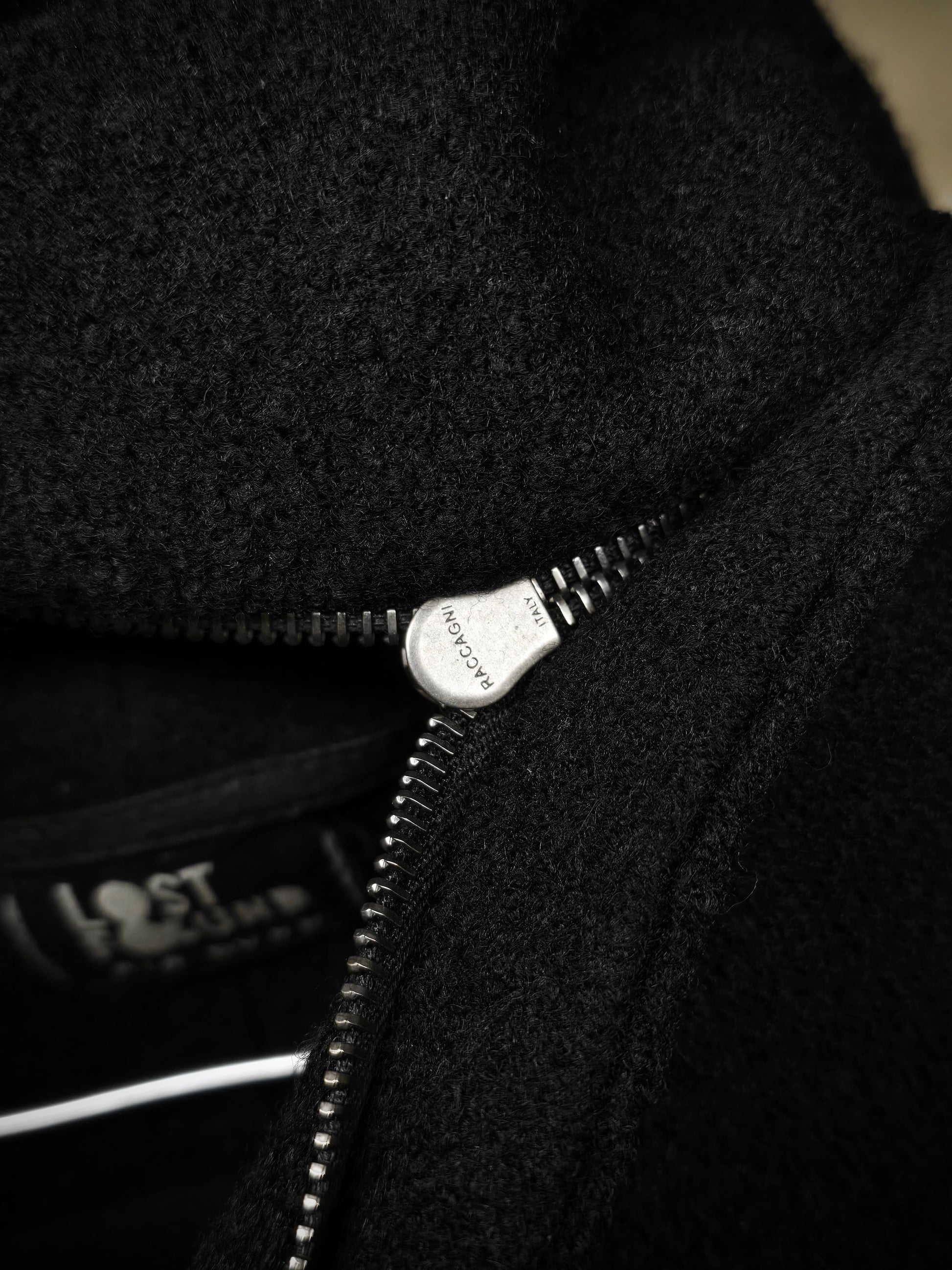 Lost and Found Ria Dunn Lost & Found by Ria Dunn 2010s Removable Hooded Boiled Wool Crepe Coat detail | DRIEW GARMENTS