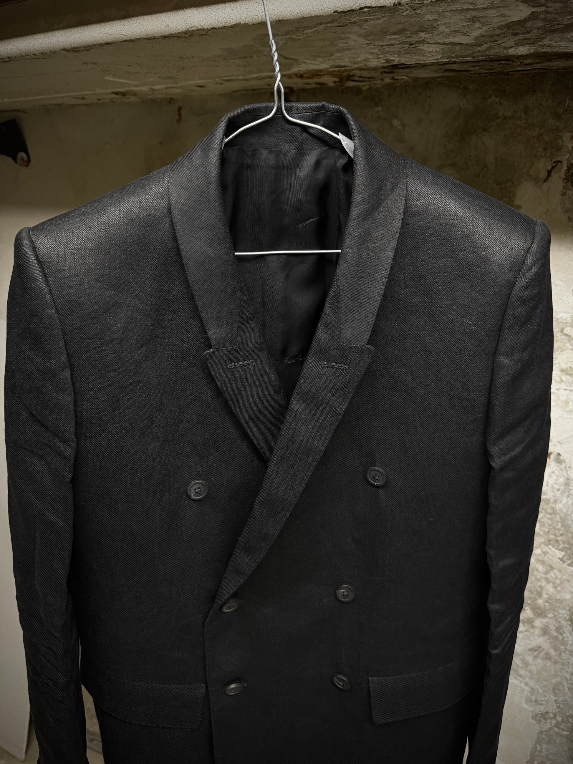Rick Owens SS25 "HOLLYWOOD" Double Breasted ‘JMF’ Linen Twill Blazer detail | DRIEW GARMENTS