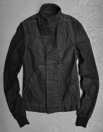 Rick Owens DRKSHDW SS13 "ISLAND" Slave Hybrid Leather Sleeves Waxed Denim Jacket