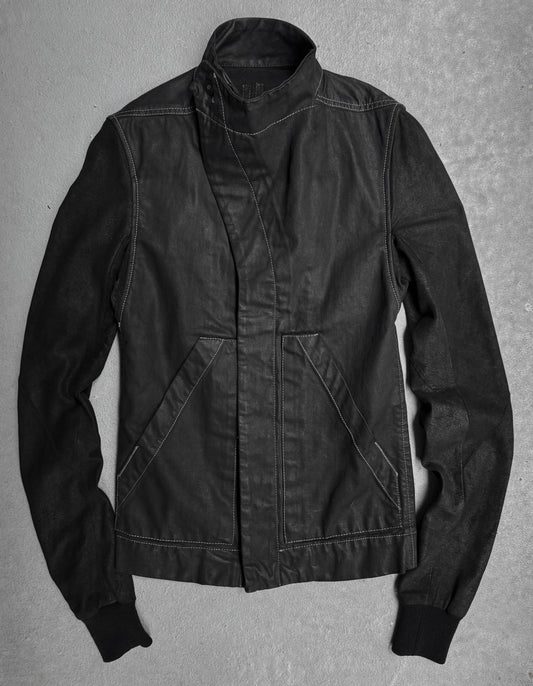 Rick Owens DRKSHDW SS13 "ISLAND" Slave Hybrid Leather Sleeves Waxed Denim Jacket