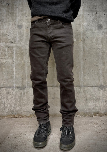 Number (N)ine SS07 "About a Boy" Brown Frayed Hem Skinny Denim