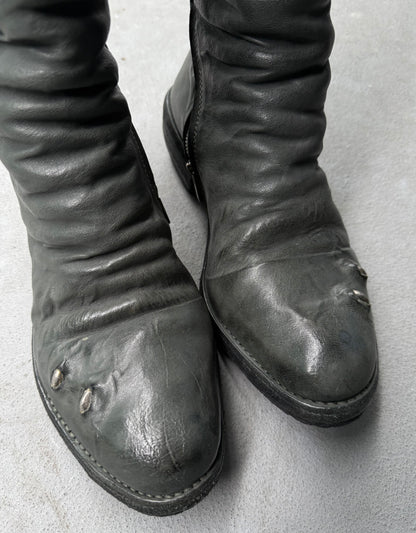 Carol Christian Poell ‘AM/2687P ROOMS-PTC/19’ Kangaroo Leather Titanium Prosthetic Tornado Zip Boots