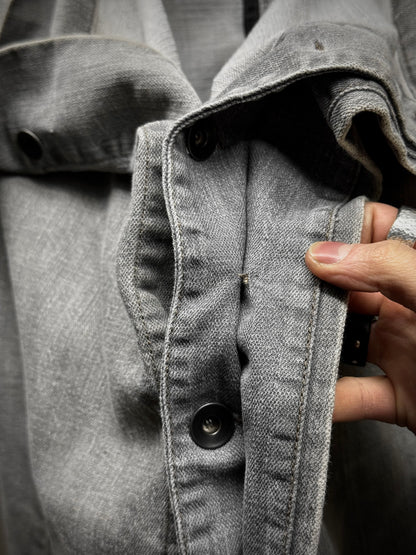 Rick Owens DRKSHDW AW08 "STAG" EGG Asymmetric Denim Vest detail | DRIEW GARMENTS