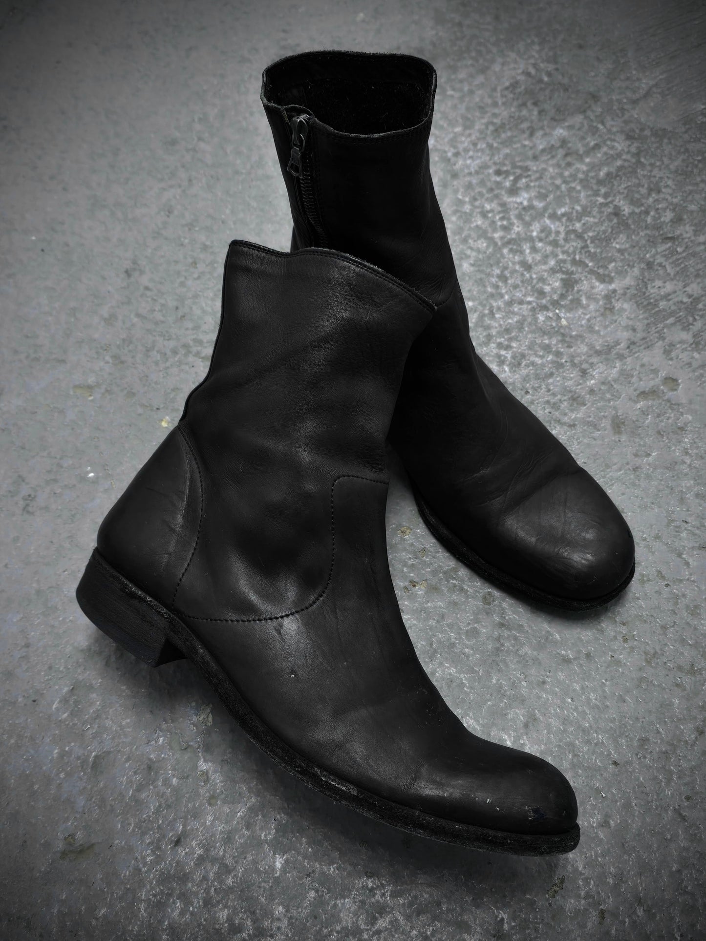 Isamu Katayama "BACKLASH" Side Zip Deerskin Leather boots | Archive Fashion Toronto