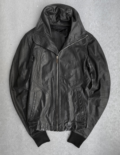 Rick Owens AW13 "PLINTH" High Neck Intarsia Calf Leather Jacket