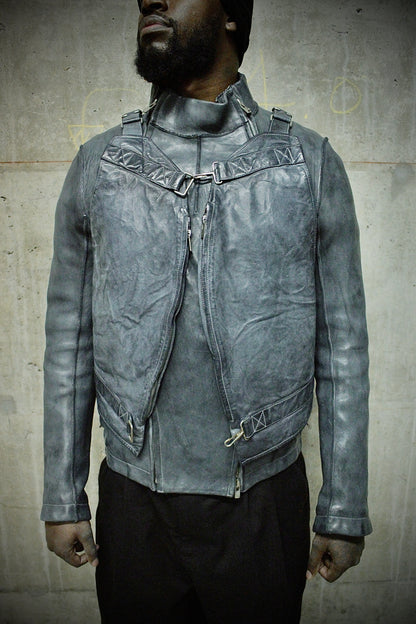 Carol Christian Poell SS00 'LM/2700-IN CORSS-PTC/029' Object-dyed Lined Pinch Seam Horse Leather Fencing Jacket
