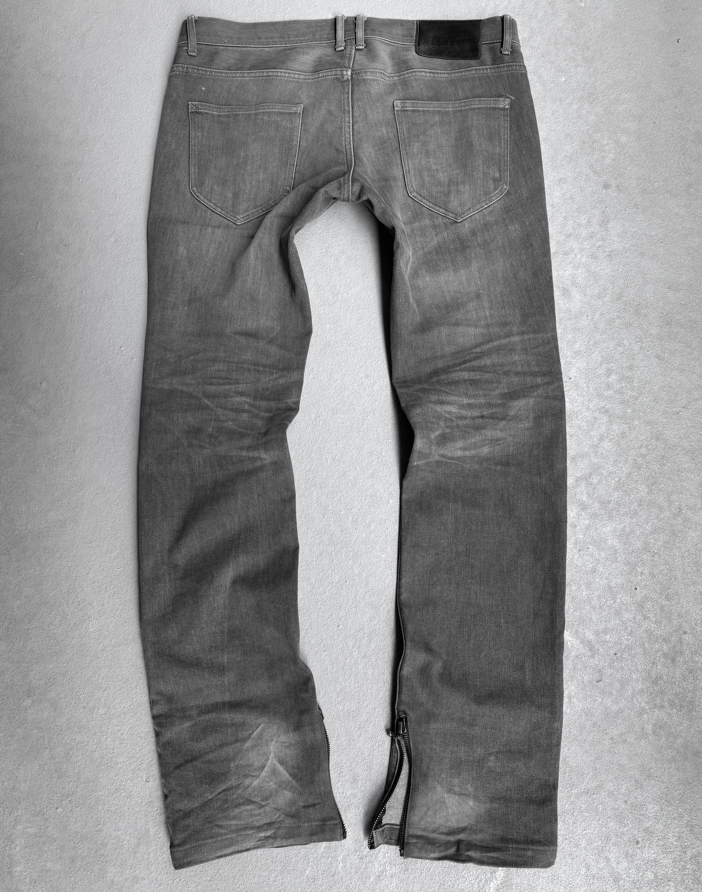 5351 Pour Les Hommes Early 00s Washed Grey Flare-zip Skinny Denim