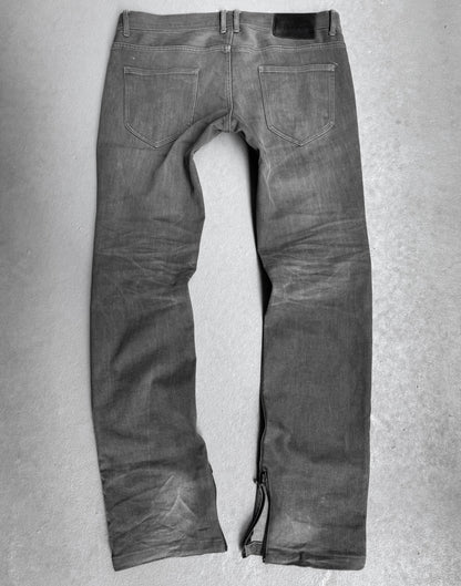 5351 Pour Les Hommes Early 00s Washed Grey Flare-zip Skinny Denim