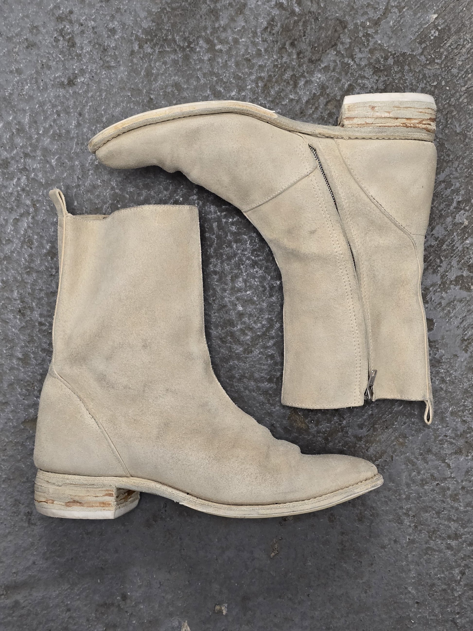 Carol Christian Poell AW05 "On Demand" Reverse Horse Leather Side Zip Boots | Archive Fashion Toronto