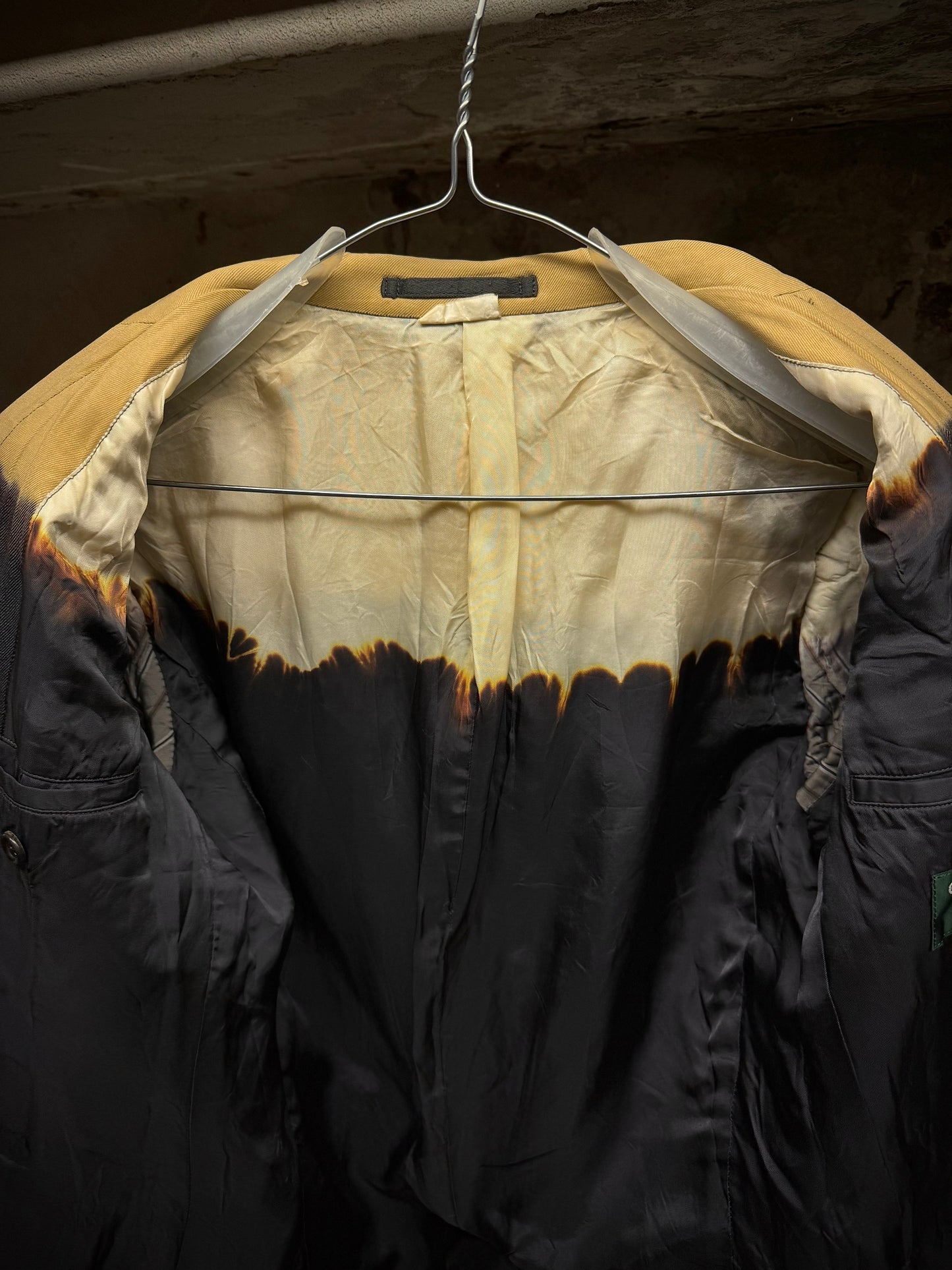 COMME des GARÇONS HOMME PLUS EVERGREEN AW08 Two Toned Bleached Wool Blazer detail | DRIEW GARMENTS