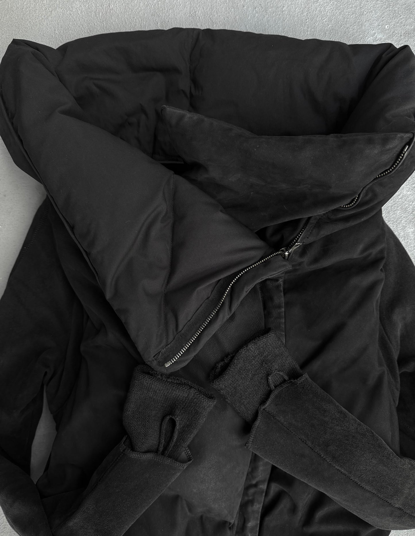 Isaac Sellam: "Experience" Overlock Calfskin Puffer Down Jacket