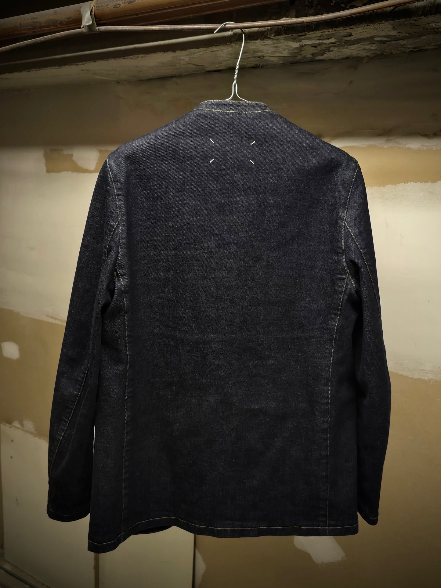 Maison Martin Margiela AW19 Minimal Open-Front Raw Indigo Denim Jacket