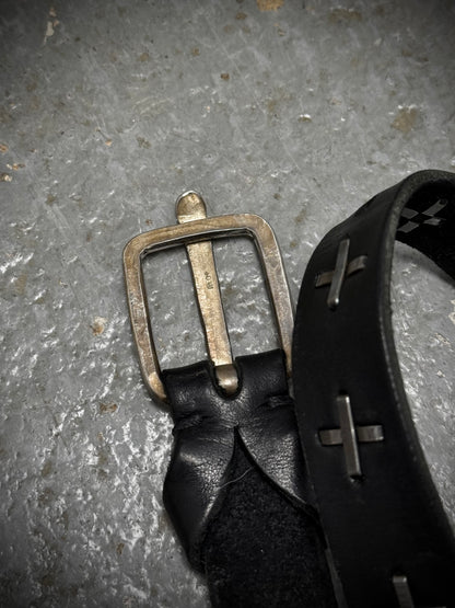m.a+ by Maurizio Amadei 'EQ2C' GR 3.0 .925 Silver Cross Studded Cow Leather Belt detail | DRIEW GARMENTS