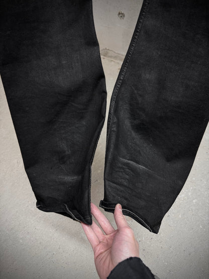 Rick Owens DRKSHDW AW21 "GETHSEMANE" 'BOLANS BOOTCUT' Waxed Flare Denim detail | DRIEW GARMENTS