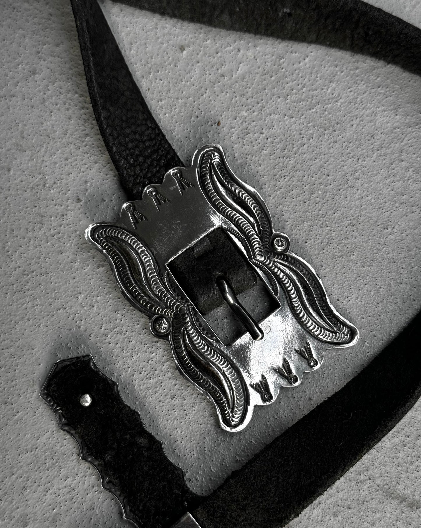 L.G.B. Early 00s Cross Relic Bison Leather Belt