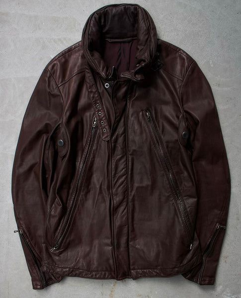ジャケット・アウター kyoji maruyama docking leather jacket Kyoji Maruyama AW08 Rabbit Fur Shearling Sheepskin Leather Jacket