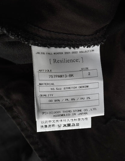 Julius_7 AW21-22 “Resilience;” 10.5 oz Stretch Denim Shapeshifting Gas-Mask Cargo Pants