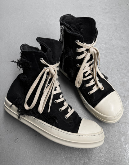 Rick Owens DRKSHDW SS22 “FOGACHINE” Slashed Canvas Ramones Sneakers
