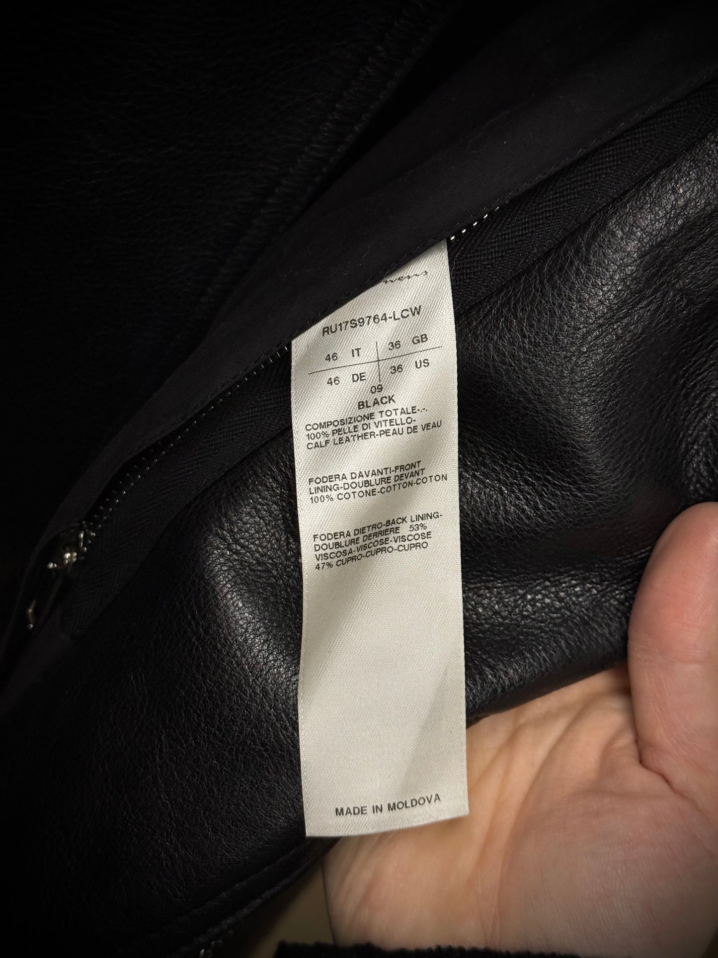 Rick Owens SS17 "WALRUS" Stooges Calf Leather Rider Jacket