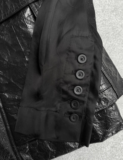 Rick Owens SS16 "CYCLOPS" Faux Leather Deconstructed Sleeve Military Jacket detail | DRIEW GARMENTS