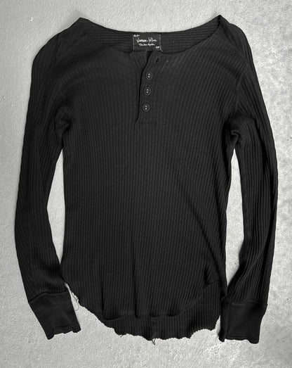 Number (N)ine AW09 Black Henley Silk-blend Long-sleeves