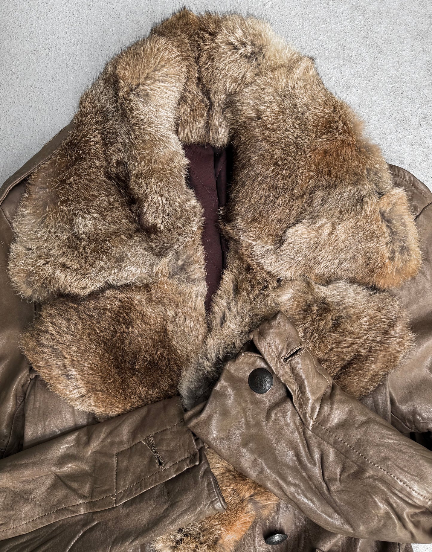 Kyoji Maruyama AW08 Rabbit Fur Wrinkle Leather Trench Coat