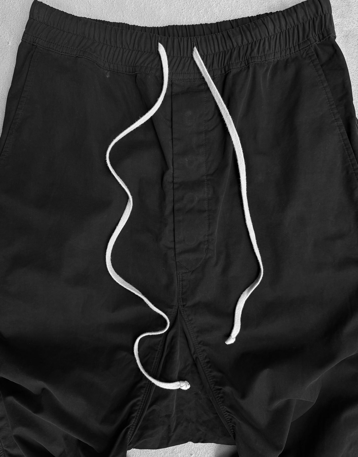 Rick Owens DRKSHDW AW17 “GLITTER” Fade Black Cotton Drop-crotch Pants