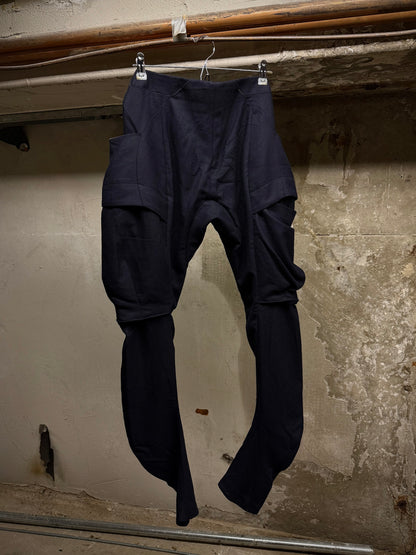 DEOVA 2010s Dark Navy Wool J-cut Cargos Pants