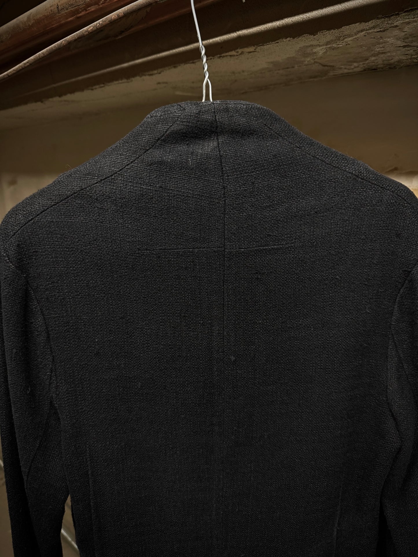 Aleksandr Manamïs Charcoal Grey Raw Silk Frayed Hem Coat