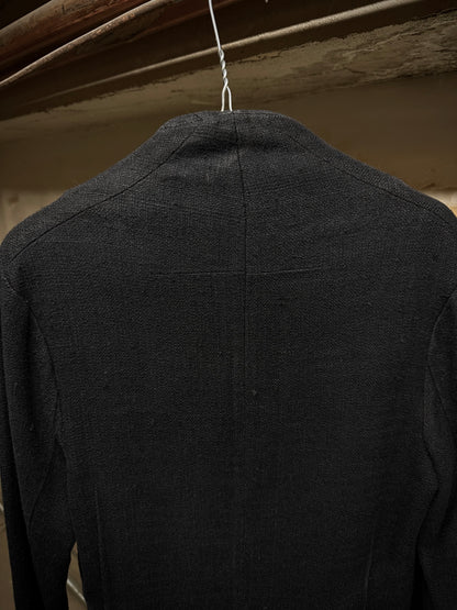 Aleksandr Manamïs Charcoal Grey Raw Silk Frayed Hem Coat