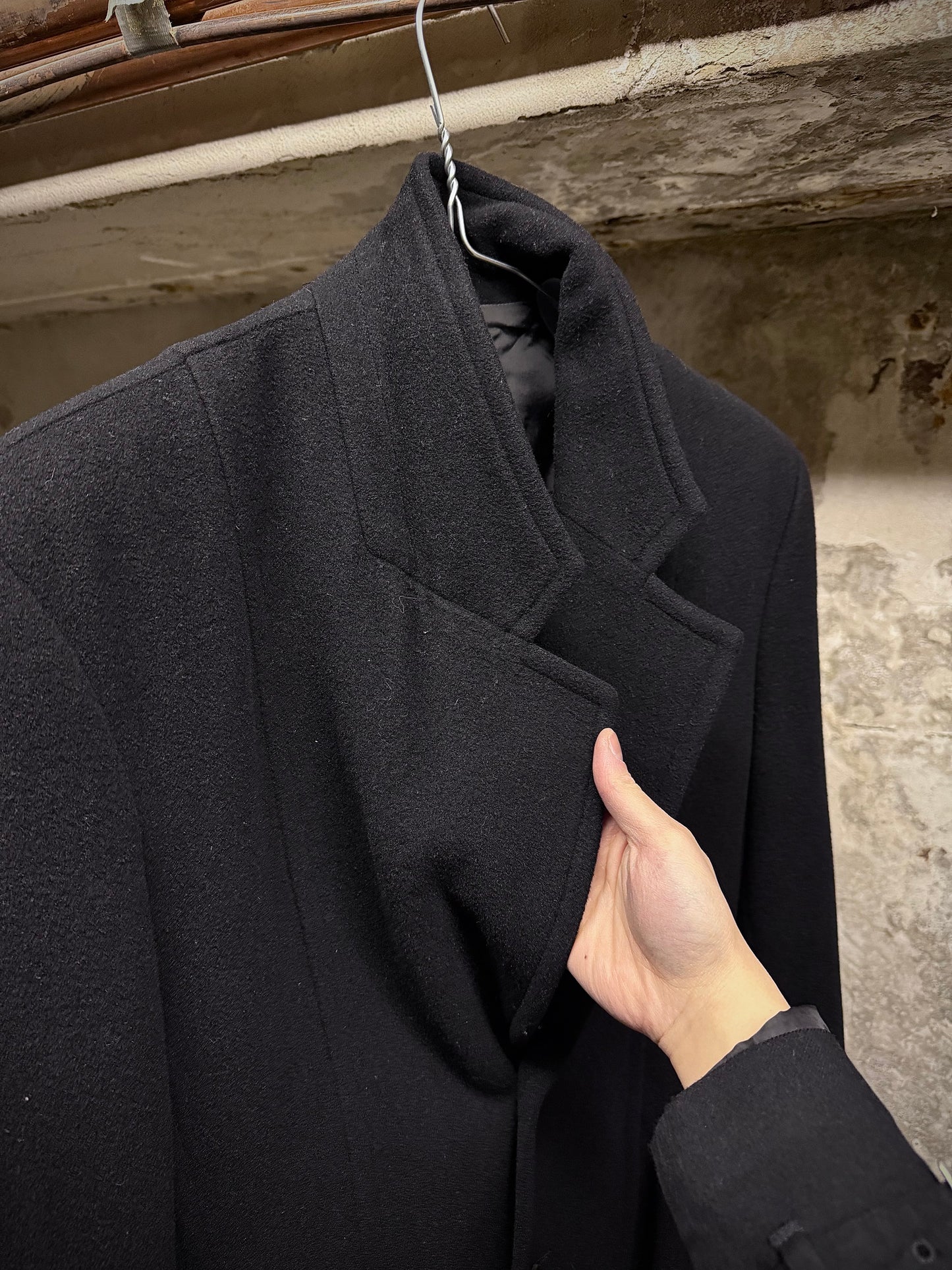 COMME des GARÇONS Late 80s Asymmetric Wool Victorian Tailcoat detail | DRIEW GARMENTS