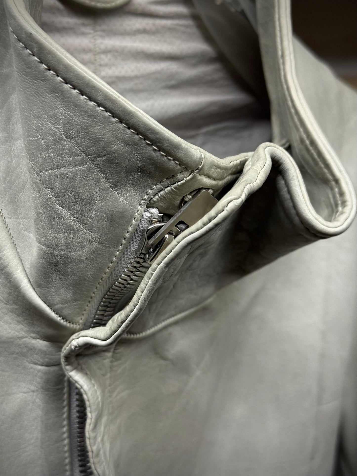 Carol Christian Poell 'LM/2599 BIAS-PTC/33' High Neck Bison Leather Jacket detail | DRIEW GARMENTS